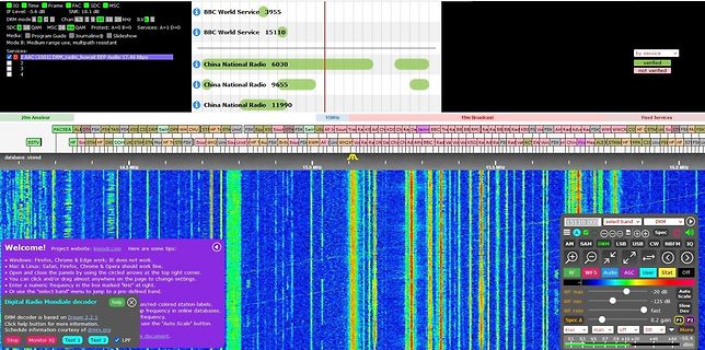 Screenshot einer Software zur SDR-Spektralanalyse