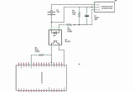 Schaltplan mit ESP32 DevKit V4 und Optokoppler