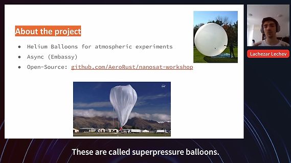 Präsentationsfolie über Helium-Ballons für atmosphärische Experimente