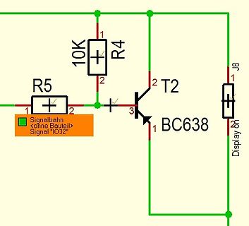 Ausschnitt eines Schaltplans mit Transistor
