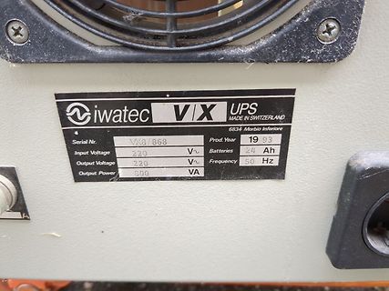 Typenschild einer Iwatec VX UPS