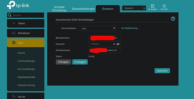 Benutzeroberfläche der Dynamisches-DNS-Einstellungen eines TP-Link Routers