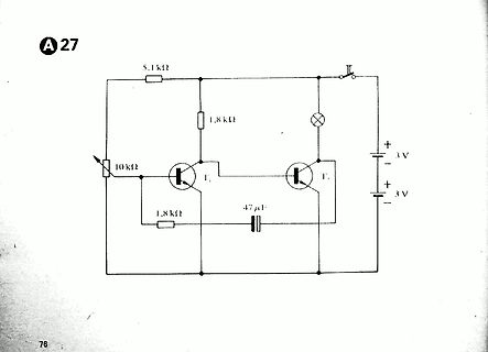 Schaltplan mit zwei Transistoren und einer Lampe