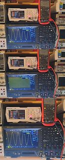 Messaufbau mit Oszilloskop und Multimeter