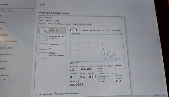Foto eines Windows Task-Managers auf einem Bildschirm