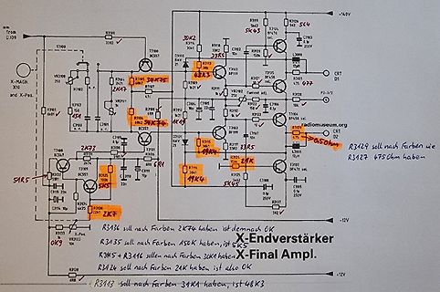 Schaltplan mit handschriftlichen Anmerkungen