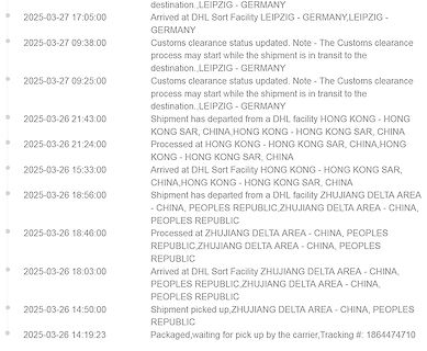 DHL Sendungsverfolgung Liste