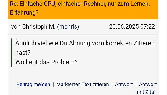 Forenbeitrag in einem deutschsprachigen Forum