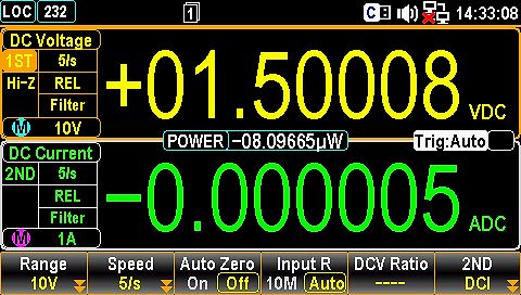 Digitalmultimeter Messwerte DC Spannung und DC Strom