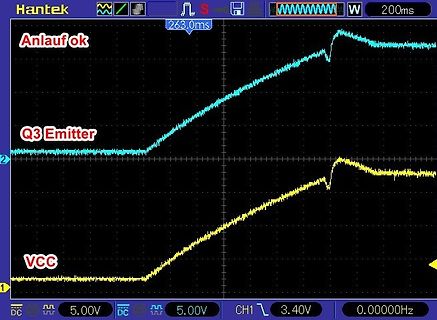 Oszilloskop-Messung von VCC und Q3 Emitter