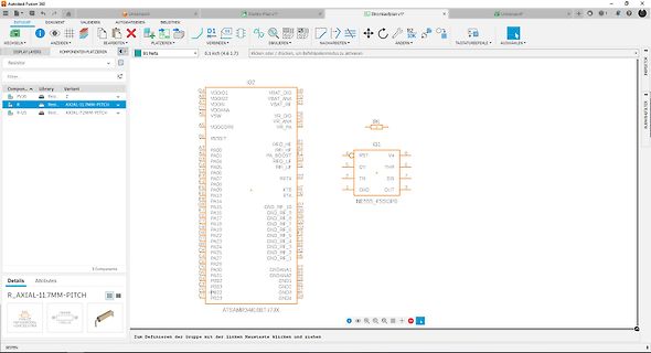 Screenshot der Autodesk Fusion 360 Schaltplan-Ansicht