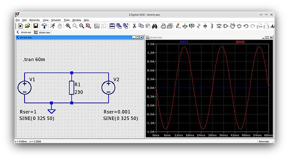 LTspice Simulation Schaltplan und Stromverlauf