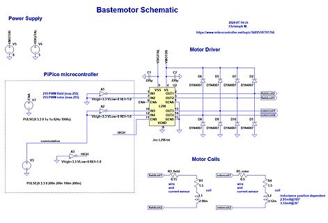 Schaltplan eines Bastelmotors mit Mikrocontroller und Motortreiber