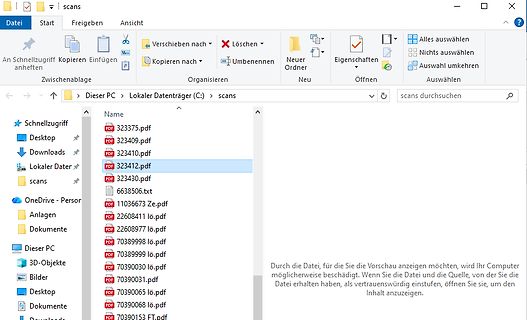Windows Explorer Fenster mit PDF-Dateien