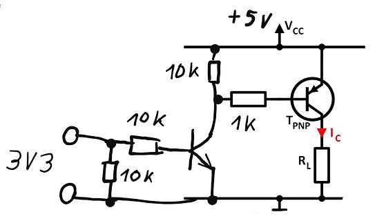 Handgezeichneter Schaltplan mit PNP-Transistor