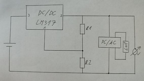Schaltplan eines DC/DC-Wandlers mit LM317