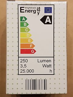 Energieeffizienzlabel einer Leuchtmittelverpackung