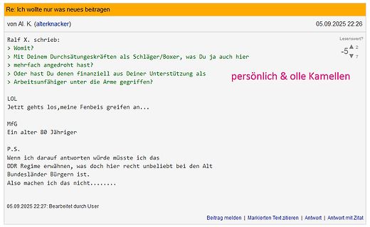 Screenshot eines Forenbeitrags