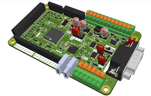 3D-CAD-Modell einer Leiterplatte mit Mikrocontroller