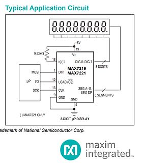 Anwendungsschaltplan für MAX7219/MAX7221 8-Digit-Display