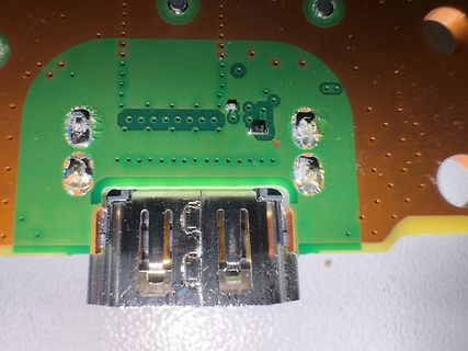 Nahaufnahme einer Leiterplatte mit USB-Anschluss