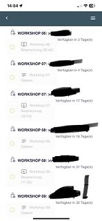 Screenshot einer Lernplattform mit Workshop-Modulen
