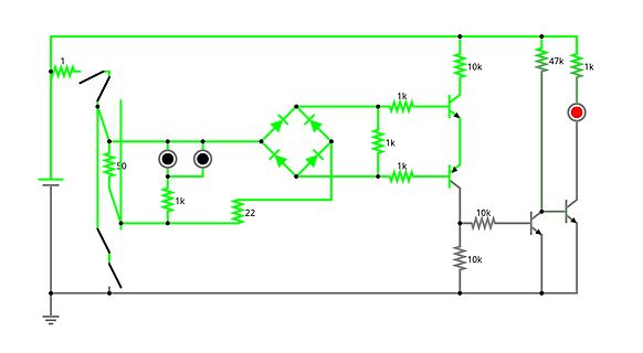 Elektronischer Schaltplan mit Gleichrichter und Transistoren