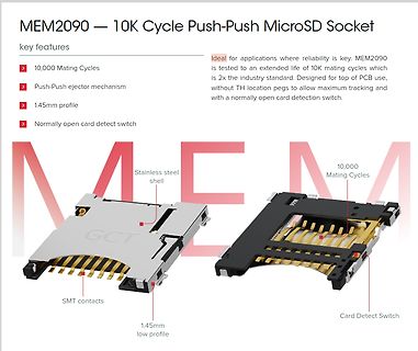 Datenblatt-Ausschnitt eines MEM2090 MicroSD Sockets