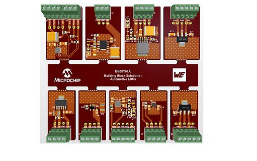 CAD-Ansicht eines Leiterplatten-Layouts von Microchip LDOs