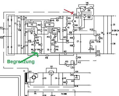 Schaltplan mit Begrenzungsschaltung