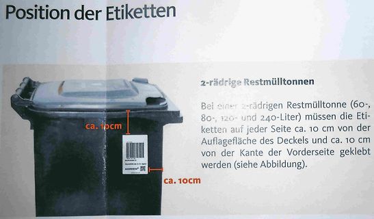 Anleitung zur Positionierung von Etiketten auf Mülltonnen