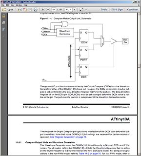 Datenblatt Seite eines ATtiny13A Mikrocontrollers