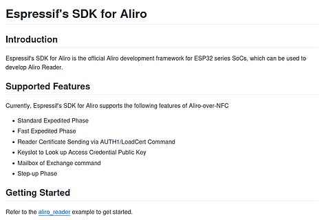 Dokumentation Espressif SDK für Aliro