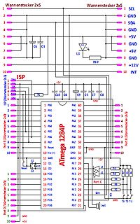 Schaltplan mit ATmega1284P Mikrocontroller