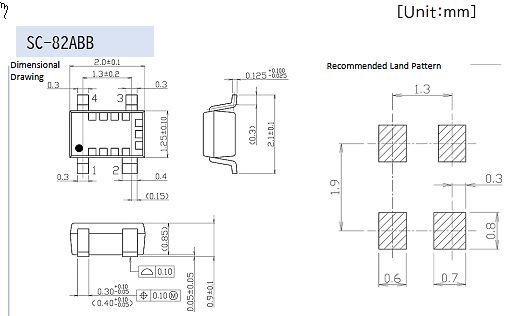 Datenblatt Zeichnung SC-82ABB mit Land Pattern