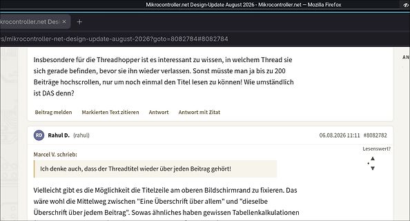 Screenshot eines Internetforums
