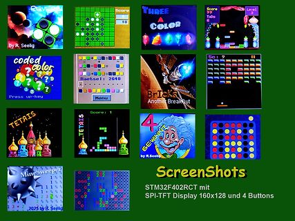 Sammlung von Spiele-Screenshots für ein STM32 Display