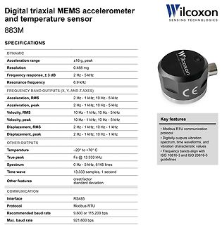 Datenblatt des Wilcoxon 883M MEMS Beschleunigungssensors