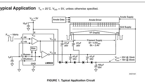 Schaltplan einer typischen Anwendung mit LM9022