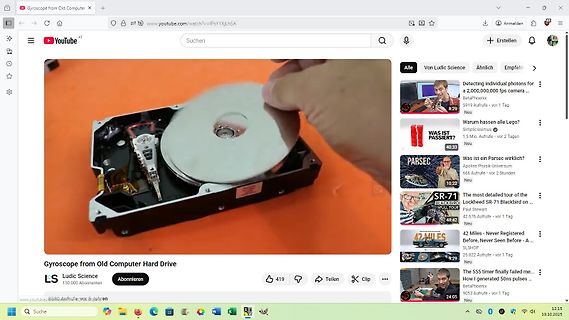 YouTube Video Seite Gyroscope from Old Computer Hard Drive