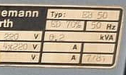 Typenschild eines Geräts