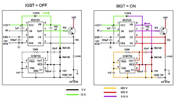 Zwei Schaltpläne eines IGBT-Treiberschaltkreises