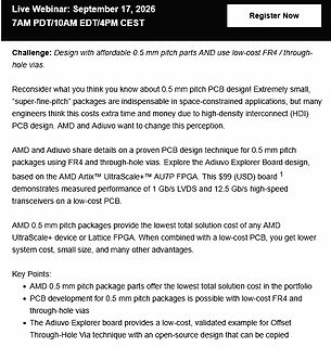 Text über Webinar zu 0.5 mm Pitch PCB Design