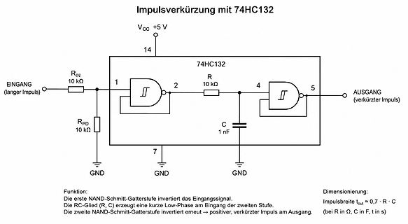 Schaltplan Impulsverkürzung mit 74HC132