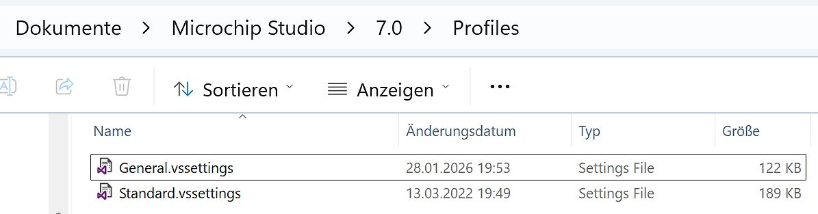 Dateimanager in Microchip Studio