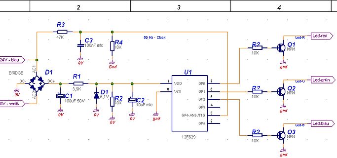 Schaltplan mit Mikrocontroller und LED-Ansteuerung