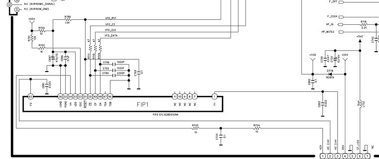 Schaltplan mit FIP1 Mikrocontroller und VFD-Anbindung