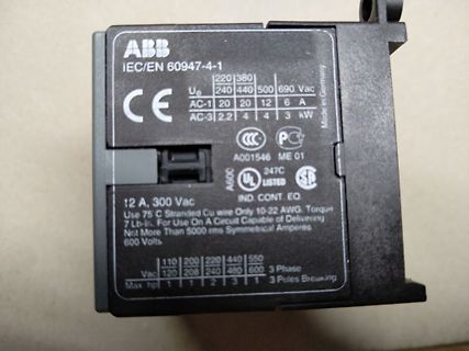 Typenschild eines ABB Schützes
