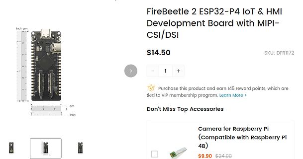 Produktseite FireBeetle 2 ESP32-P4 IoT & HMI Development Board
