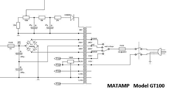 Schaltplan eines MATAMP Model GT100